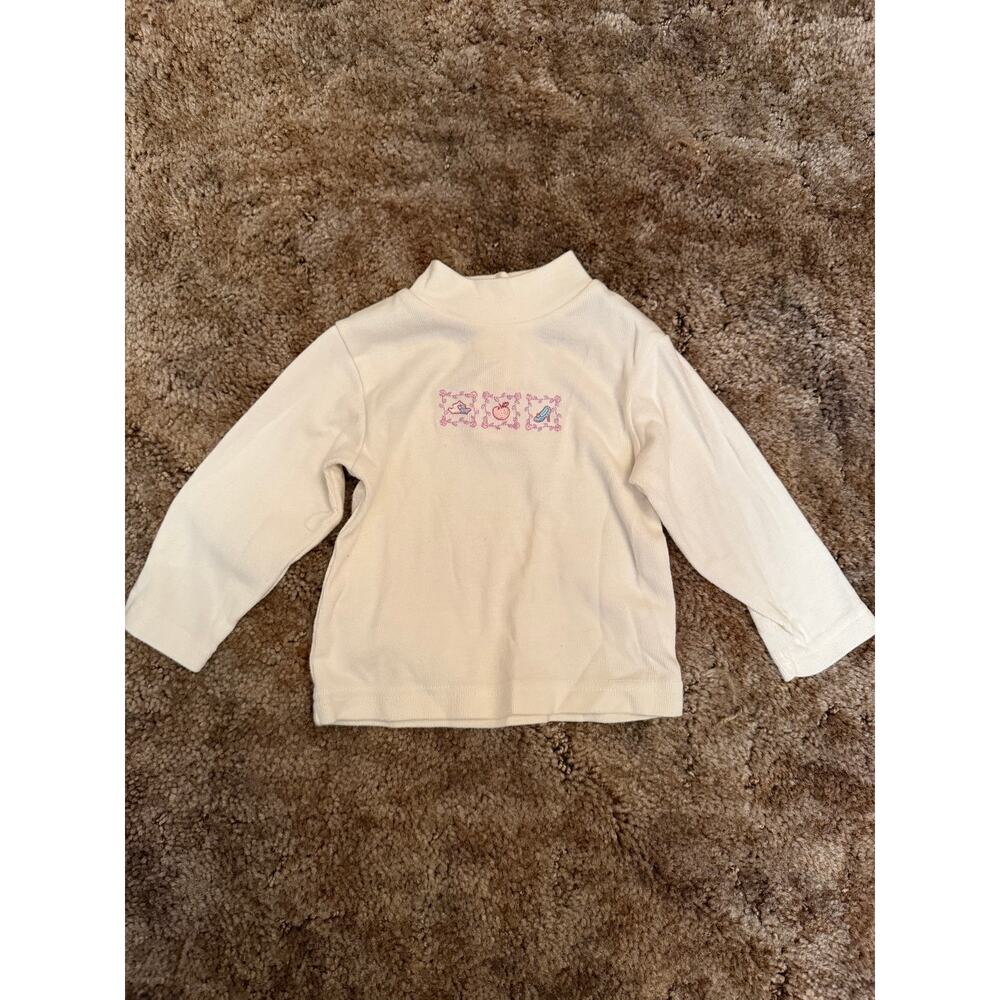 Vintage Disney Baby Girls Cinderella Embroidered Mock Neck Top Long Sleeve